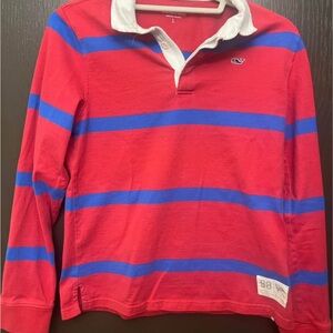 Vineyard Vines Kids Ruby Red and Blue Striped Polo